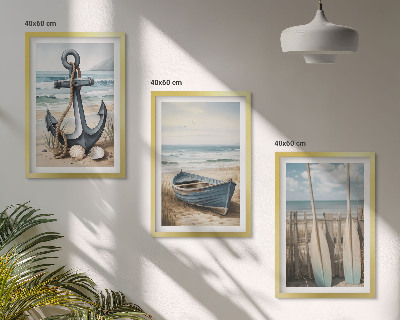 Set tablouri decorative Ancoră barcă vâsle plajă