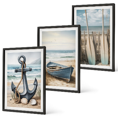 Set tablouri decorative Ancoră barcă vâsle plajă