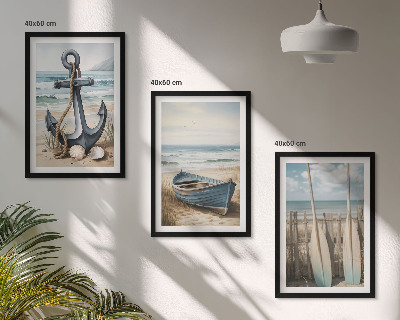 Set tablouri decorative Ancoră barcă vâsle plajă