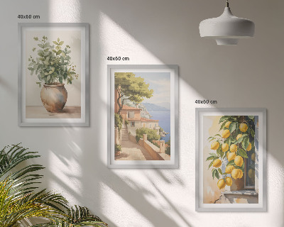 Set tablouri decorative Flori într-o vază, o mare de lămâi
