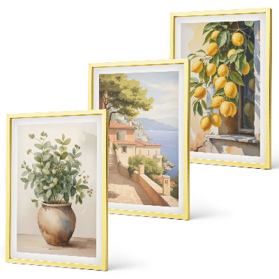 Set tablouri decorative Flori într-o vază, o mare de lămâi