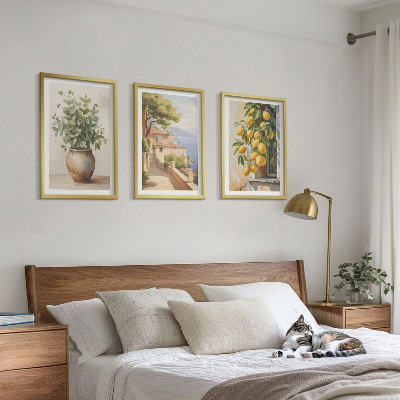 Set tablouri decorative Flori într-o vază, o mare de lămâi