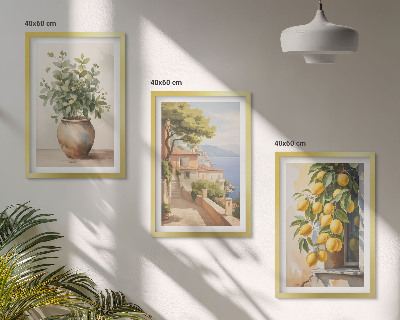 Set tablouri decorative Flori într-o vază, o mare de lămâi
