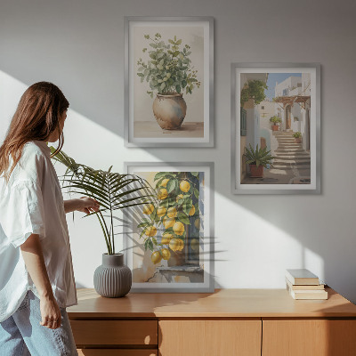 Set tablouri decorative Stradă cu plante de lămâie în ghiveci