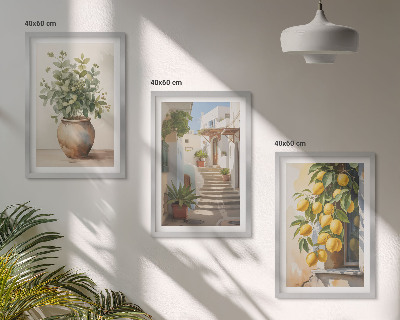 Set tablouri decorative Stradă cu plante de lămâie în ghiveci