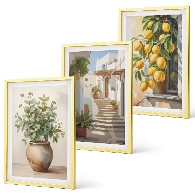 Set tablouri decorative Stradă cu plante de lămâie în ghiveci