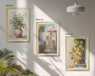 Set tablouri decorative Stradă cu plante de lămâie în ghiveci