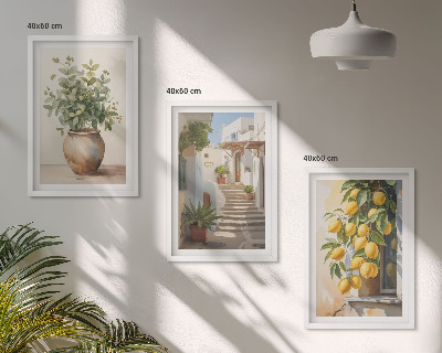 Set tablouri decorative Stradă cu plante de lămâie în ghiveci