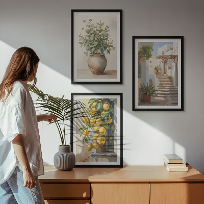 Set tablouri decorative Stradă cu plante de lămâie în ghiveci