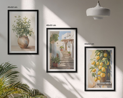 Set tablouri decorative Stradă cu plante de lămâie în ghiveci