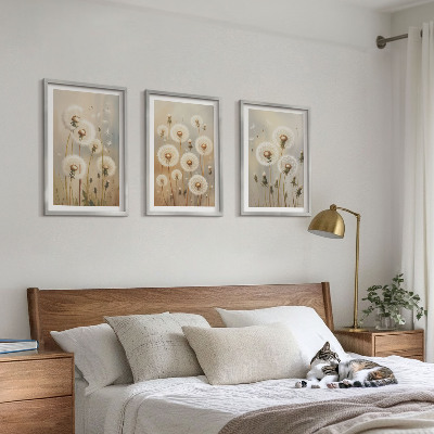 Set tablouri decorative Păpădii albe pe un fundal deschis
