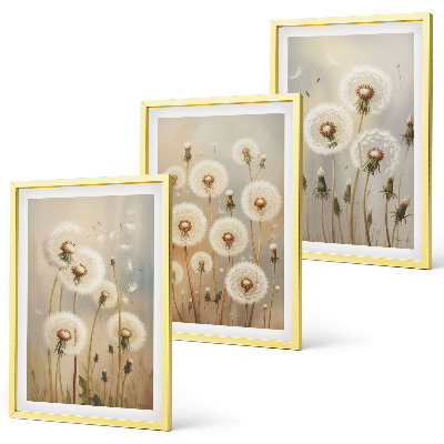 Set tablouri decorative Păpădii albe pe un fundal deschis
