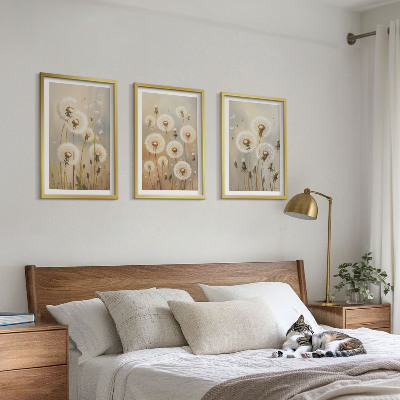 Set tablouri decorative Păpădii albe pe un fundal deschis
