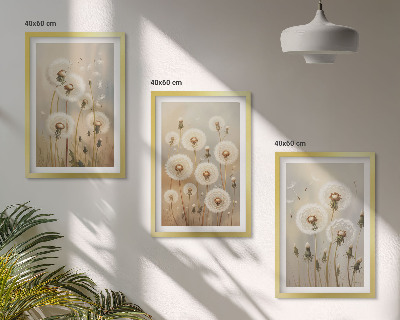 Set tablouri decorative Păpădii albe pe un fundal deschis