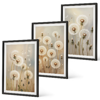 Set tablouri decorative Păpădii albe pe un fundal deschis