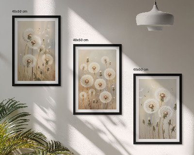 Set tablouri decorative Păpădii albe pe un fundal deschis