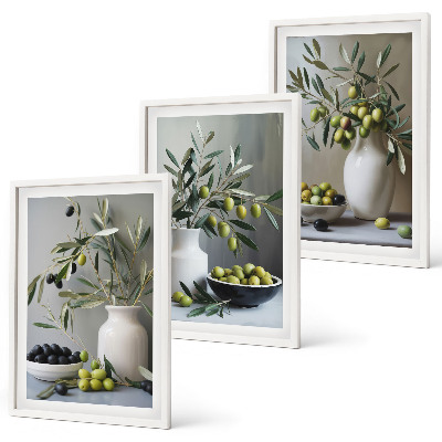 Set tablouri decorative Măsline în vaze gri