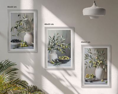 Set tablouri decorative Măsline în vaze gri