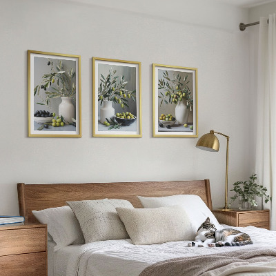 Set tablouri decorative Măsline în vaze gri