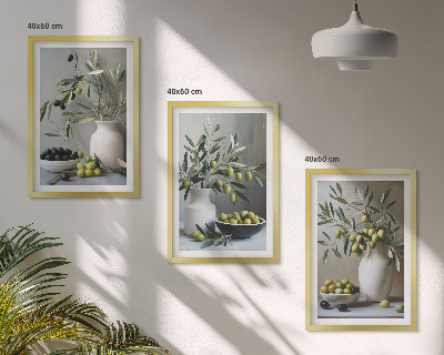 Set tablouri decorative Măsline în vaze gri