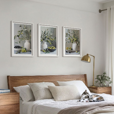 Set tablouri decorative Măsline în vaze gri
