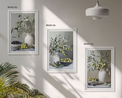 Set tablouri decorative Măsline în vaze gri