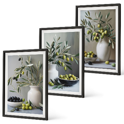 Set tablouri decorative Măsline în vaze gri
