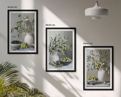 Set tablouri decorative Măsline în vaze gri