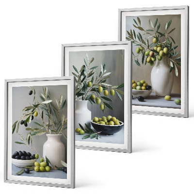 Set tablouri decorative Măsline în vaze gri