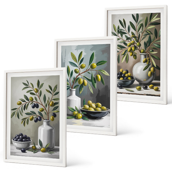 Set tablouri pentru dormitor Măsline ceramice gri