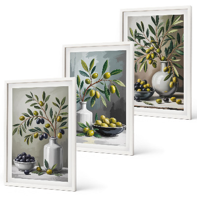 Set tablouri pentru dormitor Măsline ceramice gri