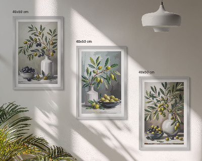 Set tablouri pentru dormitor Măsline ceramice gri