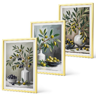 Set tablouri pentru dormitor Măsline ceramice gri