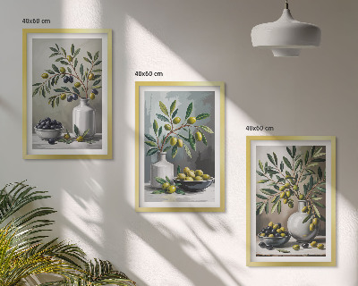 Set tablouri pentru dormitor Măsline ceramice gri