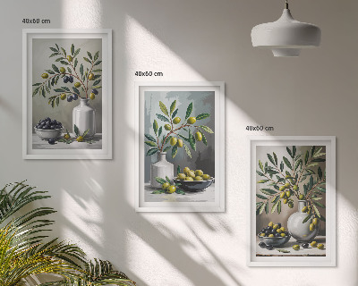 Set tablouri pentru dormitor Măsline ceramice gri