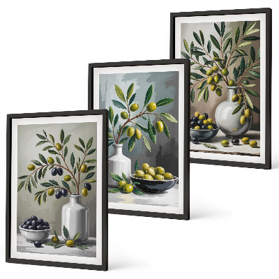 Set tablouri pentru dormitor Măsline ceramice gri