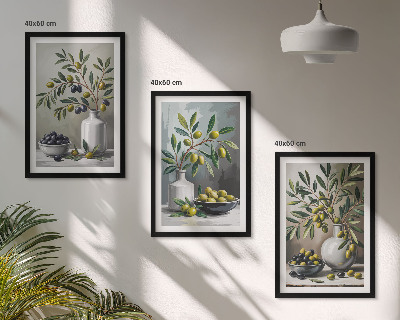 Set tablouri pentru dormitor Măsline ceramice gri