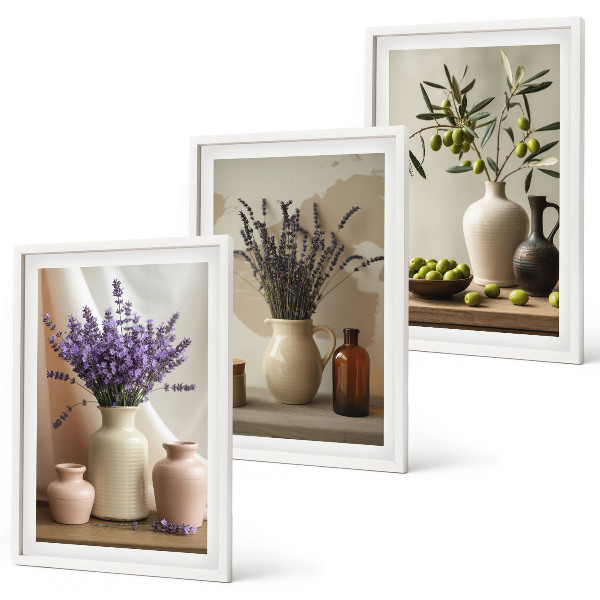 Set tablouri decorative Flori de lavandă, măsline, vase