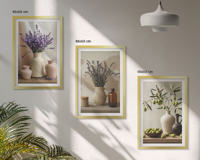 Set tablouri decorative Flori de lavandă, măsline, vase