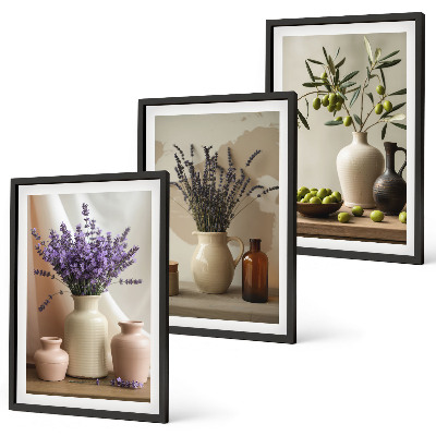 Set tablouri decorative Flori de lavandă, măsline, vase