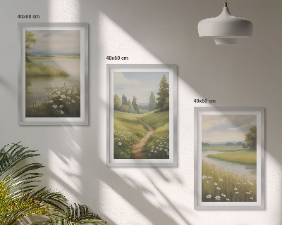 Set tablouri pentru dormitor Peisaj de primăvară cu râu și luncă