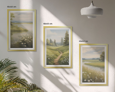 Set tablouri pentru dormitor Peisaj de primăvară cu râu și luncă