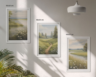 Set tablouri pentru dormitor Peisaj de primăvară cu râu și luncă