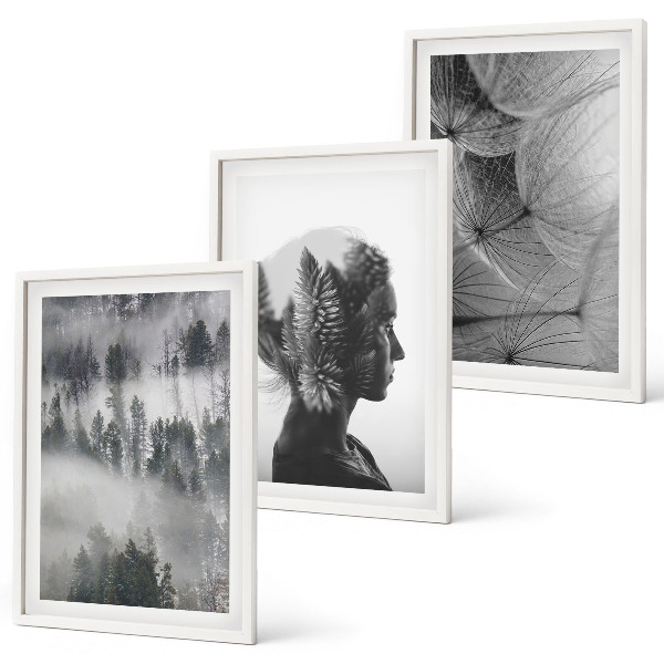 Set tablouri decorative Portret de ceață de pădure, păpădie, copac
