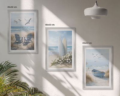Set tablouri decorative Păsări de surf pe plajă