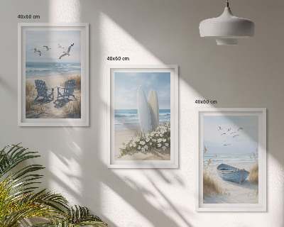 Set tablouri decorative Păsări de surf pe plajă