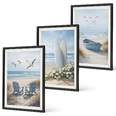 Set tablouri decorative Păsări de surf pe plajă