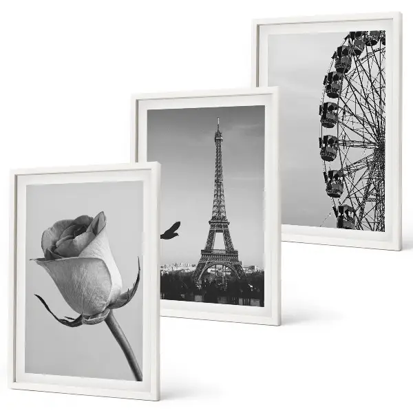 Set tablouri pentru dormitor cu model roată panoramică și Turnul Eiffel roz