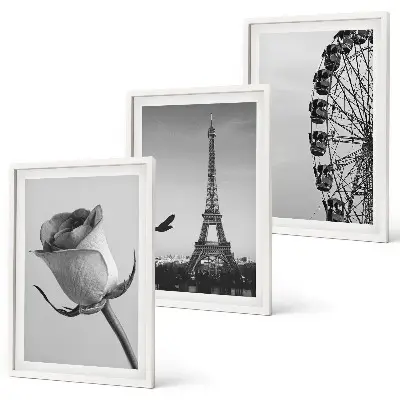 Set tablouri pentru dormitor cu model roată panoramică și Turnul Eiffel roz