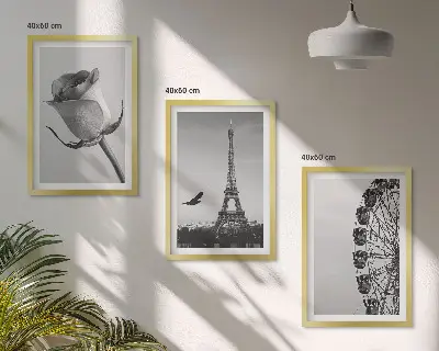 Set tablouri pentru dormitor cu model roată panoramică și Turnul Eiffel roz